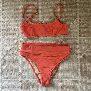 ZULU & ZEPHYR SIGNATURE HIGH WAISTED BRIEF + BRALETTE TOP bikini set in PAPAYA